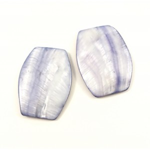 Rounded flat rectangle mother-of-pearl shell purple bead*(PACK OF 6)